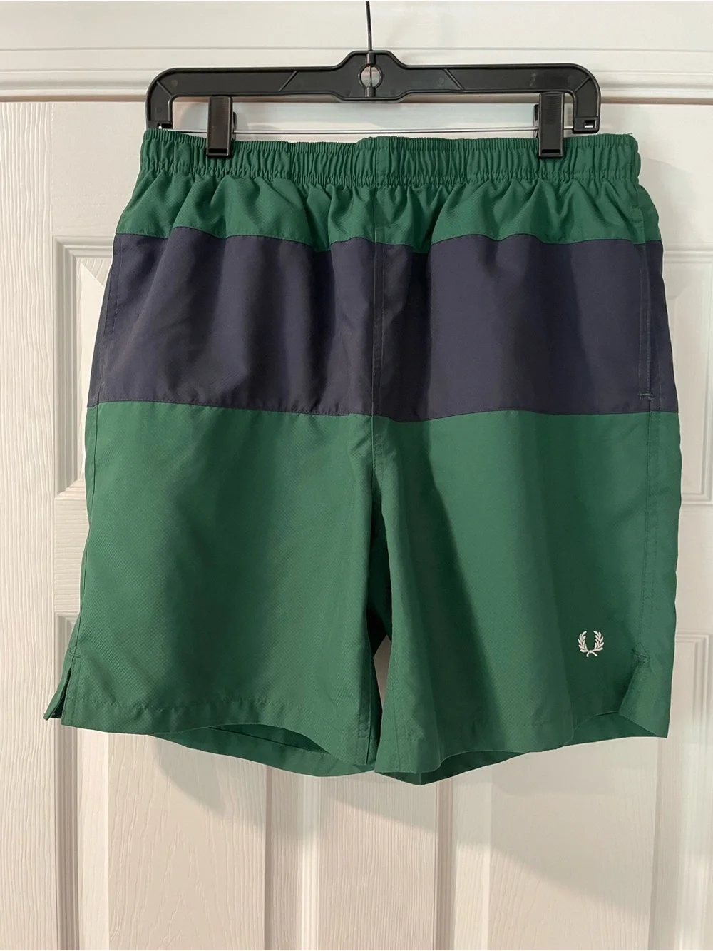 Fred Perry Swim Shorts Large Green & Navy Colorblock